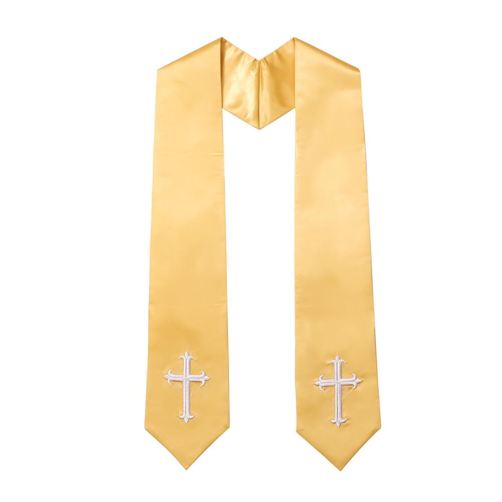 3625 Unisex Adult Clergy Stole with Embroidered Cross Wedding Stole Church